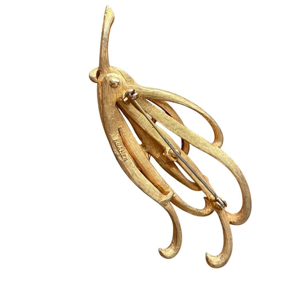 Vintage Kramer of New York Mid-Century Gold-Tone Leaf Brooch Pin - Picture 5 of 5
